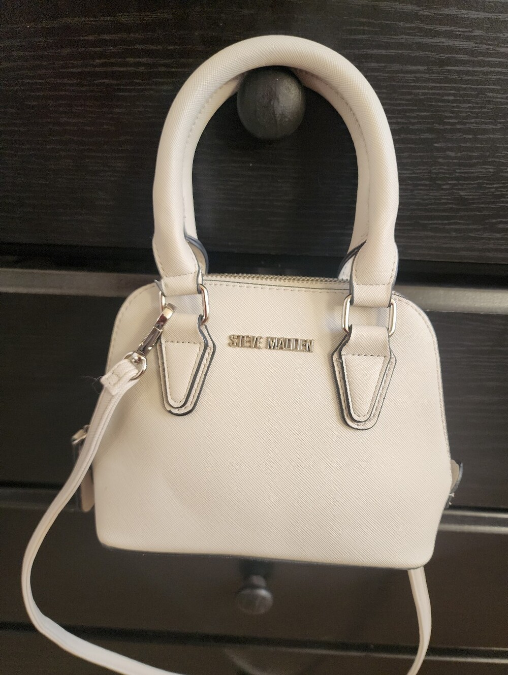Steve Madden Beige Mini Dome Satchel with Removable Strap